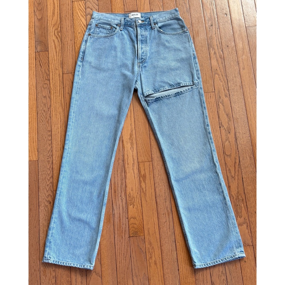 AGOLDE Lana Slice Jean High Rise Straight Leg 28 Light Wash Blue Womens Organic